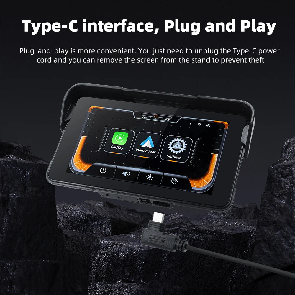 EKIY 5.0 inch Wireless CarPlay Moto Android Auto Portable Digital Motorcycle Dashboard GPS Motorcycle Navigation Display Screen